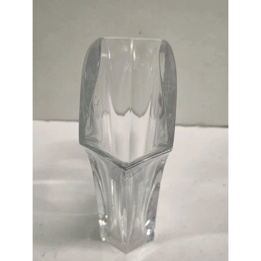 Vintage Baccarat France GINKGO Fan Sparkly Crystal Flower Bud Vase Signed